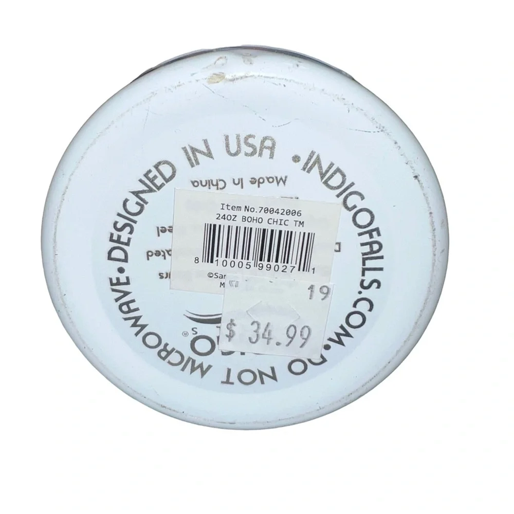 4/$40 Indigo Falls White with‎ Pink Floral Print Boho Chic Travel Cup